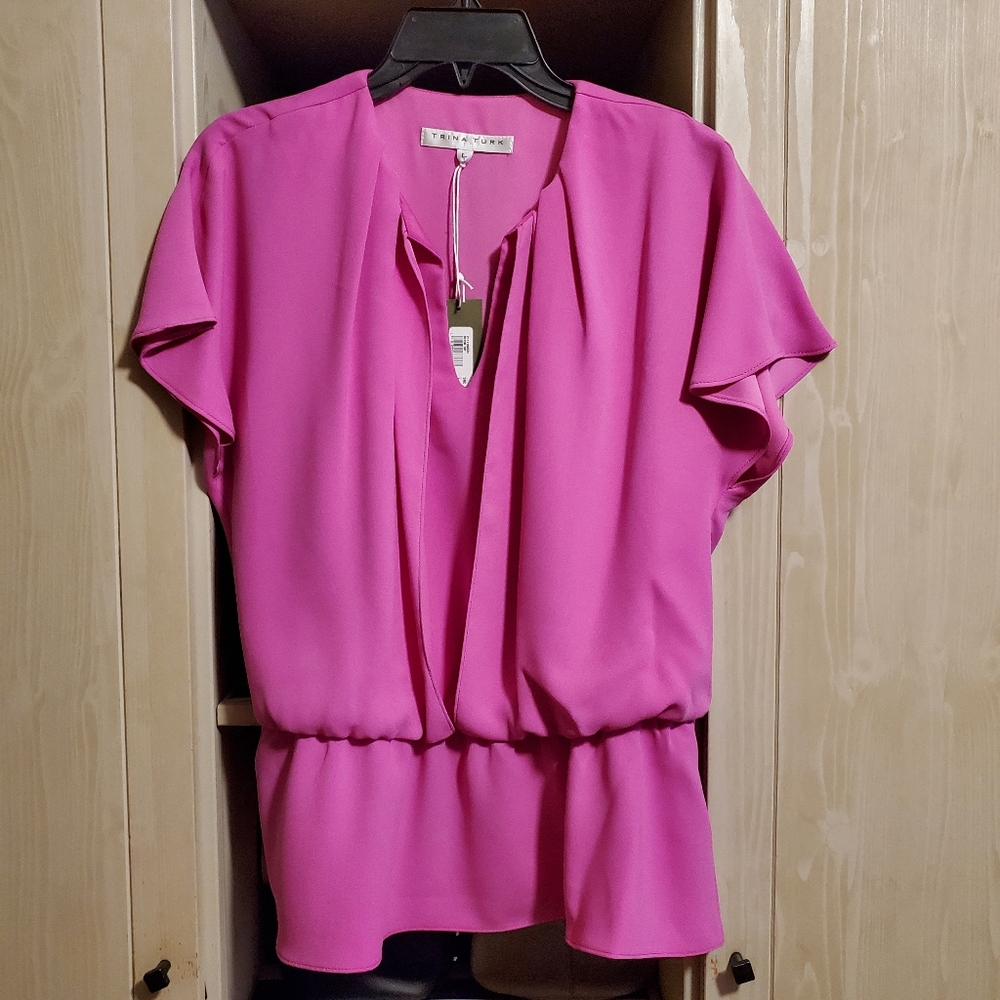 Trina Turk Pink Peplum Top